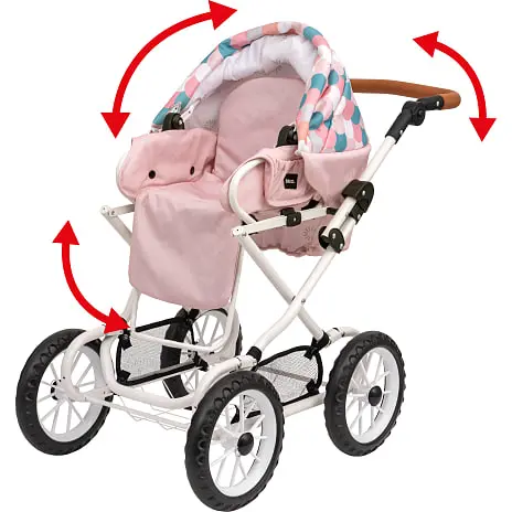 BRIO Kombi Dukkevogn, Dråbemønster, Pink 11 BRIO Kombi Dukkevogn, Dråbemønster, Pink - Billede 9