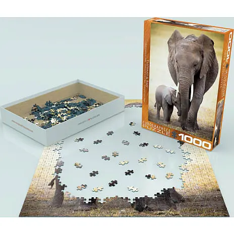 Eurographics Puslespil Elephant & Baby - 1000 Brikker 4 Eurographics Puslespil Elephant & Baby - 1000 Brikker - Billede 2