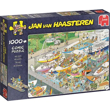 Jumbo, Jan Van Haasteren Puslespil "kaos I Havnen" 1000 Brikker 3 Jumbo, Jan Van Haasteren Puslespil "kaos I Havnen" 1000 Brikker