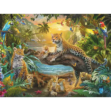 Ravensburger Leopard Familie Puslespil 1500 Brikker 4 Ravensburger Leopard Familie Puslespil 1500 Brikker - Billede 2