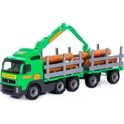 Polesie Lastbil Med Tømmerinkl. Kran/hænger 775x190x255mm -Konstruktionslegetøj butik 56a0116fcb15644e37b8a8c61b919d7d