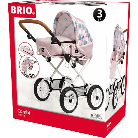 BRIO Kombi Dukkevogn, Dråbemønster, Pink 7 BRIO Kombi Dukkevogn, Dråbemønster, Pink - Billede 5