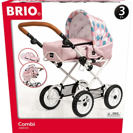 BRIO Kombi Dukkevogn, Dråbemønster, Pink 9 BRIO Kombi Dukkevogn, Dråbemønster, Pink - Billede 7