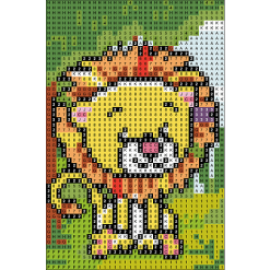 Diamond Art Løve Lærred - 10x15 Cm