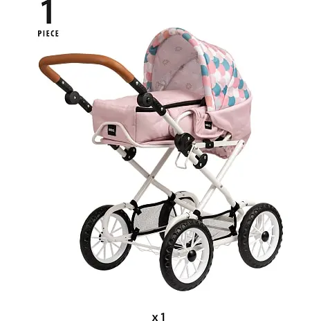 BRIO Kombi Dukkevogn, Dråbemønster, Pink 6 BRIO Kombi Dukkevogn, Dråbemønster, Pink - Billede 4